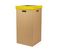 ONLY BOXES, Papelera de Cartón, Papelera con Tapa, Dimensiones 37 x 36 x 70 cm, Color Amarilla
