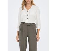 Only Camisa de manga larga de mujer con bolsillos frontales. Blanco 34/XS