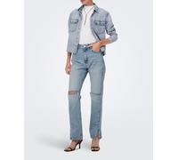 Only Camisa de mujer vaquera oversize. Azul claro 34 (XS)