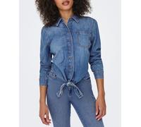 Only Camisa vaquera de mujer con lazo. Azul marino 38/M