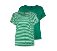 Only - Camiseta de Cuello Redondo para Mujer, 2 Unidades, básica, Manga Corta, Cuello Redondo, Corte Regular, Camiseta de Verano, a Rayas, Azul, Rosa, Verde, Negro, XS, S, M, L, XL, XXL