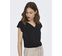 ONLY Camiseta de manga corta, cuello de pico. Color Negro