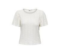 ONLY Camiseta de Manga Corta para Mujer con Cuello Redondo, Blanco, L