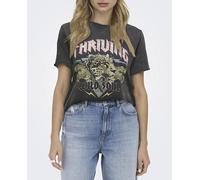 Only Camiseta de mujer de manga corta con dibujo frontal. Negro 36/S