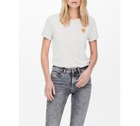 Only Camiseta de mujer de manga corta y estampado frontal.. Blanco 36 (S)