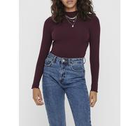 Only Camiseta de mujer lisa de manga larga. Rojo Granate 34 (XS)