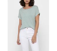 Only ONLMOSTER Stripe S/S O-Neck Top JRS Noos Camiseta, Jadeite/Stripes:Cloud Dancer, X-Small para Mujer