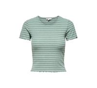 ONLY Mujer Onlemma Stripe S/S JRS Cropped Top Cuello O Manga Corta, Yadeite, S