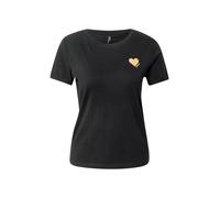 Only Onlkita Life S/S Logo Top Noos para Mujer, Negro/Estampado: corazón con Purpurina Dorada, M