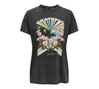 Camiseta Estampada de Mujer de Manga Corta con Cuello Redondo y diseño Impreso Short Sleeve ONLLUCY., Color:Negro-Rosado, Talla:M