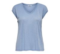 Only Onlsilvery S/S V Neck Lurex Top Jrs Noos Camiseta, Halogen Blue, L Mujer