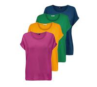 ONLY Camiseta para mujer ONLMOSTER, Pack de 4 (Very Berry, Simply Green, Golden Yellow, Gibraltar Sea), M