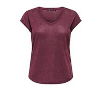 ONLY Camiseta para Mujer Onlsilvery S/S V Neck Lurex Top JRS Noos, Granate, XS