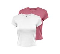 ONLY Camiseta rosa oscuro / blanco XS rosa oscuro / blanco