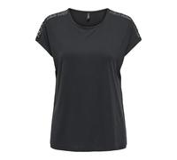 ONLY Capsleeve Lace Top Jrs Onlfree Life-Camiseta de Encaje para Mujer, Negro, M