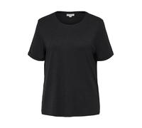 ONLY Carmakoma Camiseta de Manga Corta para Mujer con Cuello Redondo Curvy Plus Size, Negro, L
