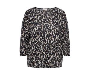 Only CARMAKOMA Caralba 3/4 Noos L-50/52 - Camiseta para Mujer, Color Gris, Gris Pardo/AOP:Anita Leo, 52/54