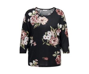 ONLY CARMAKOMA Caralba Top Noos 3/4, Black Rose Bouquet Flowers, M Mujeres