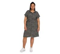 ONLY CARMAKOMA Cardiega SS Blk Dress Wvn Noos Vestido, Black/AOP:Cloud Dancer Graphic, 48 ES para Mujer