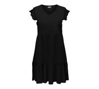 ONLY Carmakoma Vestido Corto de algodón para Mujer de Talla Grande con Mangas Cortas y Cuello Redondo, Color:Negro, Talla:46-48