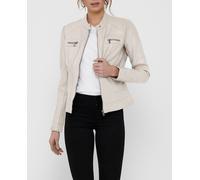Only Cazadora biker de mujer de polipiel. Blanco 34