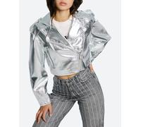 Only Cazadora de mujer biker corta. Gris 42 (XL)