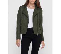 Only Cazadora de mujer estilo biker con cierre cremallera. Verde Pato 40
