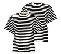 ONLY Damen 2 Pack T-Shirt ONLLIVINA Life Stripe Tee, Kurzarm, 100% Algodón