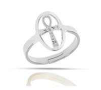 Only faith Anillo Cruz Egipcia Ankh Ajustable para Mujer sortija Acero Inoxidable Talisman Celta Magico Protector (Cruz Egipcia Plateado)