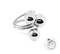 Only faith Anillo mujer Bolas Plateado Anillo ajustable abiertos para mujer, joyería de moda acero inoxidable (3 Bolas Plateado)