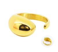 Only faith Anillo mujer gota Dorado Anillo ajustable abiertos lagrimas gotas de agua para mujer, joyería de moda acero inoxidable (1 Gota Dorado)