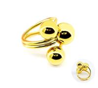 Only faith Anillo mujer gota Dorado Anillo ajustable abiertos lagrimas gotas de agua para mujer, joyería de moda acero inoxidable (3 Bolas Dorado)