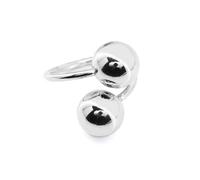 Only faith Anillo mujer gota Plateado Anillo ajustable abiertos Bolas gotas de agua para mujer, joyería de moda acero inoxidable (2 Bolas Plateado)