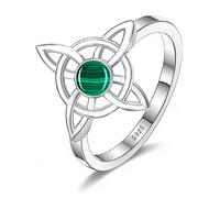 Only faith Anillo Nudo de bruja Plata de Ley 925 con piedra Natural Anillo Regalo para Mujer Amuleto poderoso de Protección (Nudo de Bruja Tradicional, Malaquita, 8)