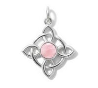 Only faith Colgante Nudo de Bruja en Plata de Ley 925 con Piedra Natural, Amuleto de Protección Celta Personalizable, 2.5 cm, Diseño Celta (Cuarzo Rosa)