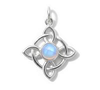 Only faith Colgante Nudo de Bruja en Plata de Ley 925 con Piedra Natural, Amuleto de Protección Celta Personalizable, 2.5 cm, Diseño Celta (Piedra Lunar)