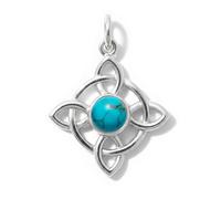 Only faith Colgante Nudo de Bruja en Plata de Ley 925 con Piedra Natural, Amuleto de Protección Celta Personalizable, 2.5 cm, Diseño Celta (Turquesa)