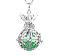 Only faith Collar Llamador de Angeles Mujer Embarazada Arcageles Angel de la guarda Chapado en Plata Regalo para Futuras Mamás (Hada Protectora Plateada, Verde (Arcángel Rafael))