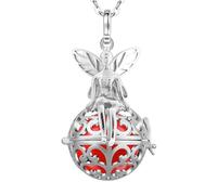 Only faith Collar Llamador de Angeles Mujer Embarazada Arcageles Angel de la guarda Chapado en Plata Regalo para Futuras Mamás (Hada Protectora Plateada, Rojo (Arcángel Uriel))