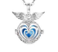 Only faith Collar Llamador de Angeles Mujer Embarazada Arcageles Angel de la guarda Chapado en Plata Regalo para Futuras Mamás (Alas de Ángel, Azul (Arcángel Miguel))