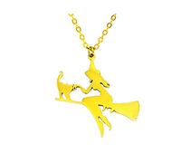 Only faith Collar Nudo de Bruja Acero Inoxidable colgantes amuletos Celta trisquel Sello del arcángel. Talismán protección, Geometría sagrada, Metatrón tetragrámaton Triqueta (Bruja Gato Dorado)