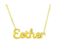 Only faith Collar para mujer con nombre personalizado Acero inoxidable con caja de regalo original Cadena colgante joya personalizada especial para amigas, novios (Esther-Dorado)