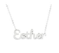 Only faith Collar para mujer con nombre personalizado Acero inoxidable con caja de regalo original Cadena colgante joya personalizada especial para amigas, novios (Esther-Plateado)