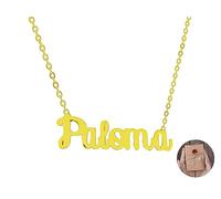 Only faith Collar para mujer con nombre personalizado Acero inoxidable con caja de regalo original Cadena colgante joya personalizada especial para amigas, novios (Paloma-Dorado)