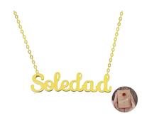 Only faith Collar para mujer con nombre personalizado Acero inoxidable con caja de regalo original Cadena colgante joya personalizada especial para amigas, novios (Soledad - Dorado)