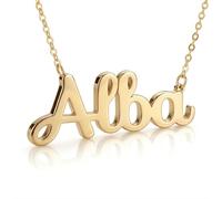 Only faith Collar para mujer con nombre personalizado Acero inoxidable con caja de regalo original Cadena colgante joya personalizada especial para amigas, novios (Alba-Dorado)