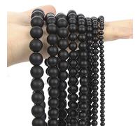 Only faith Cuentas redondas de piedras para hacer Pulseras joyas bisutería con agujero, Hebras Piedras preciosas para collares tiras sueltas (10 mm (80 Piezas), Ágata Negra (Ónix Mate))