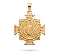 Only faith Medalla Colgante de San Benito Premium - Acero Inoxidable Oro 18K - Amuleto de Protección y Fe (San Benito Dorado)