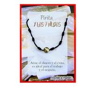 Only faith Pulsera con nudos negra con piedra Pirita Negra en bruto Piedras 100% Natural Amuleto Suerte Protección (nudos Negra Pirita)