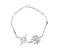 Only faith Pulsera de Plata 925 con Nudo de Bruja y Tetragramatón, Amuleto Triple Protección medalla San Benito o Piedras Naturales, 18 cm Ajustable (Doble Protección)